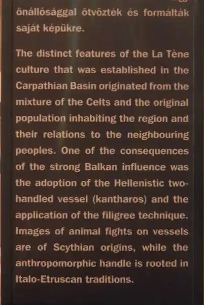 Distinct features of La T?ne culture originated from the Celts and native population